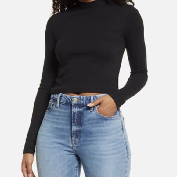 NWT BP by Nordstrom Black Mock Neck Long Sleeve Top - Size: 2X - Picture 1 of 9